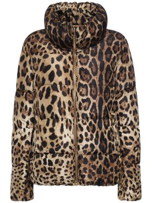 Geacă din satin cu imagine cu model leopard Dolce & Gabbana