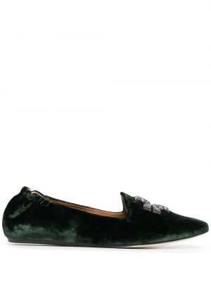 Pantofi loafer de catifea Tory Burch verde