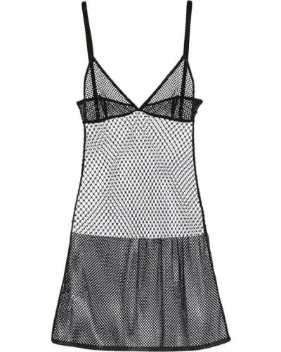 Koktejlkové šaty so sieťovinou Prada čierna