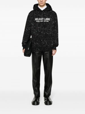 Bluza z kapturem z nadrukiem Helmut Lang czarna