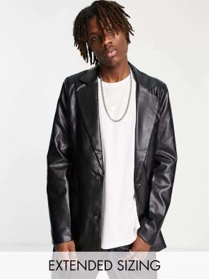 Кожаный пиджак Reclaimed Vintage черный