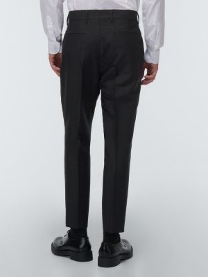 Mohérové slim fit vlněné kalhoty Prada šedé