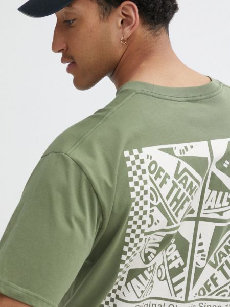 Koszulka bawełniana z nadrukiem Vans zielona