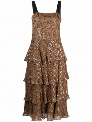 Платье с принтом плиссированное Pinko, коричневый