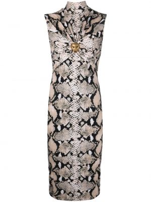 Прилепнала коктейлна рокля с принт със змийски принт Roberto Cavalli