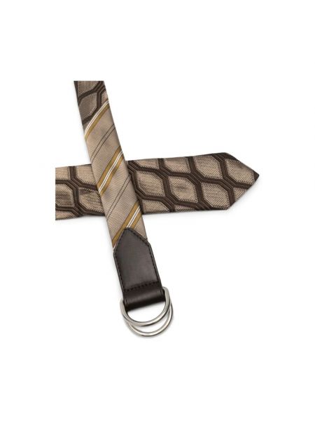 Cinturón de seda con estampado con estampado geométrico Dries Van Noten marrón