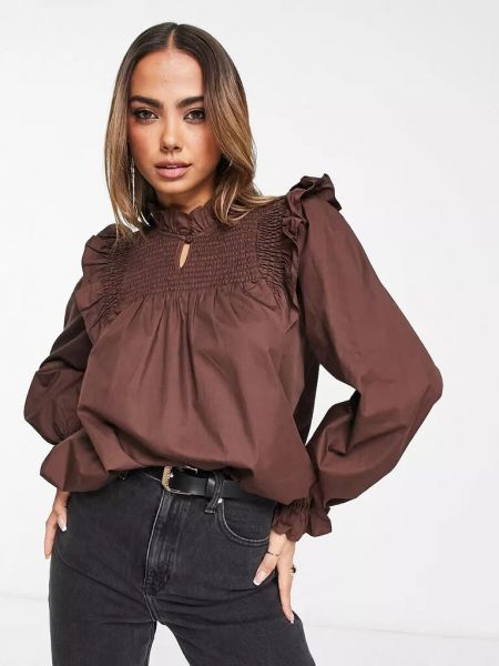 Блузка с высоким воротником Vero Moda коричневая
