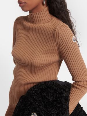 Вълнен вълнен пуловер Moncler бежово