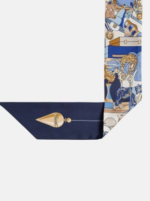 Pañuelo de seda con estampado Ferragamo azul