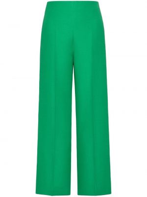 Pantaloni de lână de mătase cu croială lejeră Valentino verde