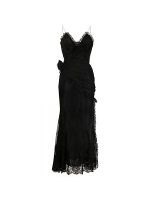 Sukienka z falbankami koronkowa Alessandra Rich czarna