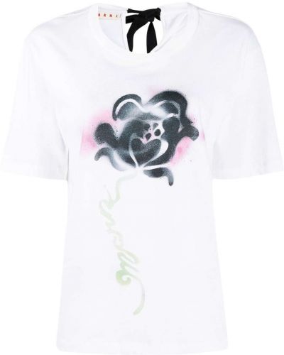 Camiseta de flores con estampado Marni blanco