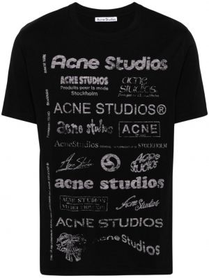 Тениска с принт Acne Studios черно