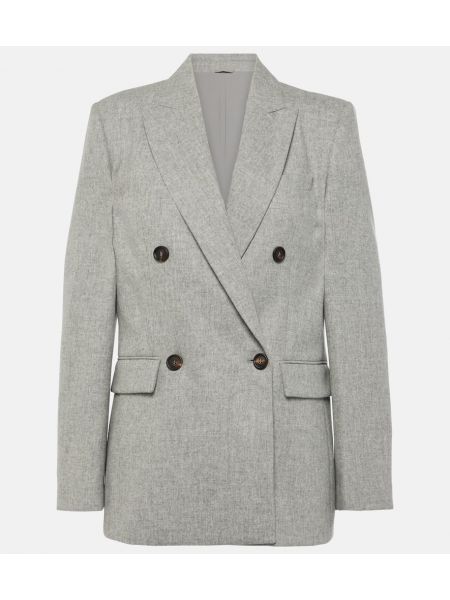 Pazen kaşmir yün kruvaze blazer Brunello Cucinelli gri