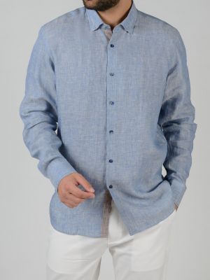 Льняная рубашка Stefano Bellini синяя