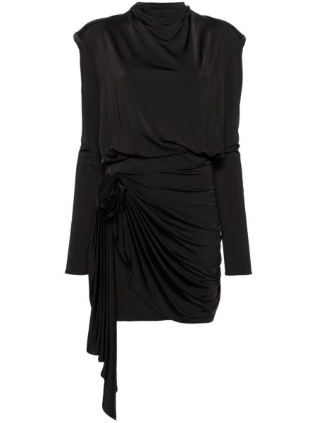 Φλοράλ κοκτέιλ φόρεμα ντραπέ Magda Butrym μαύρο
