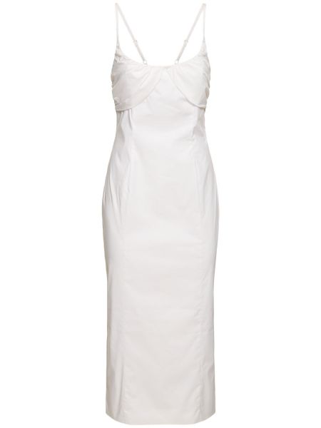Памучна миди рокля Rotate бяло
