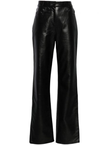 Pantalon droit en cuir Toteme noir