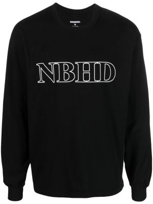 Памучен пуловер с принт Neighborhood черно