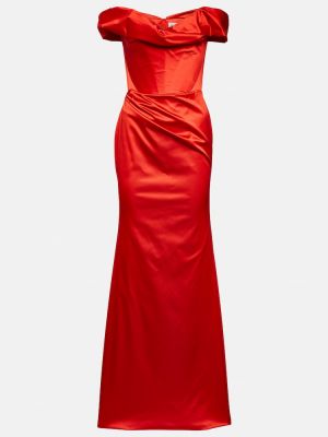 Satenska dolga obleka z draperijo Vivienne Westwood rdeča