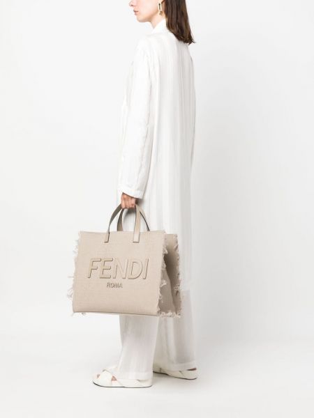 Žakárová shopper kabelka s třásněmi Fendi
