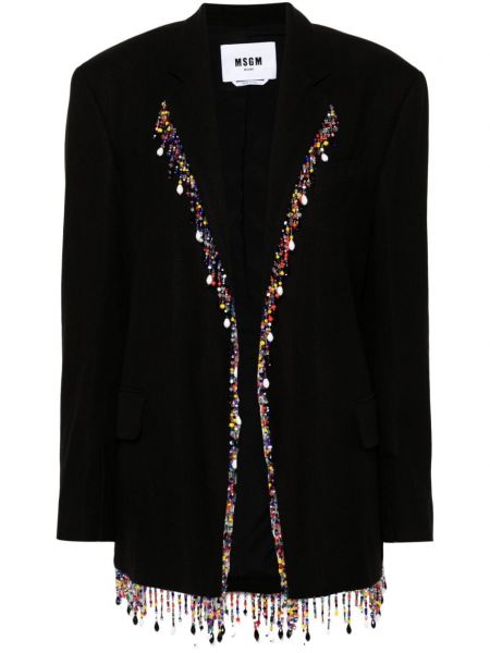 Blazer à boutons avec perles à imprimé Msgm noir