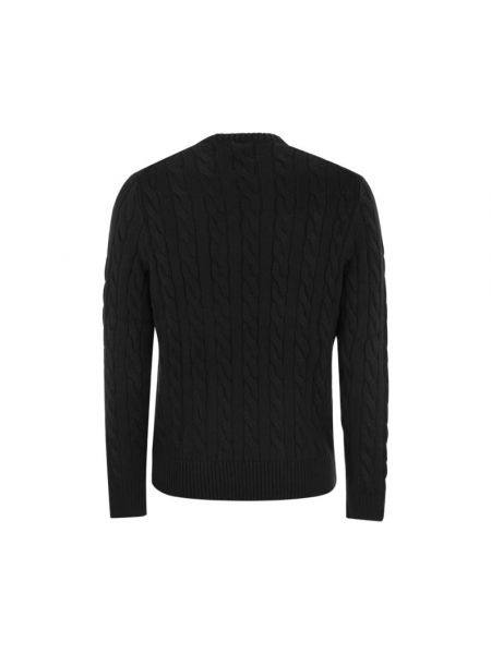 Sweter z dżerseju pleciony Ralph Lauren czarny