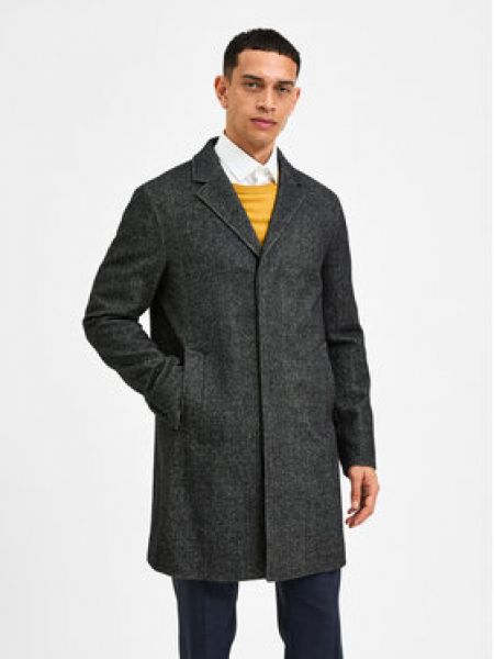 Vlněný zimní kabát Selected Homme šedý