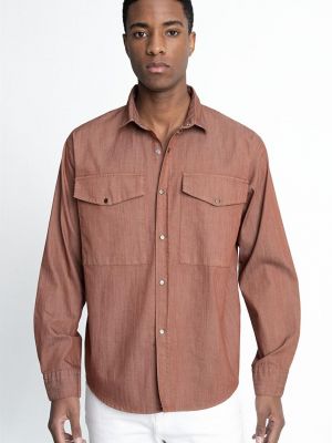 Джинсовая рубашка с карманами Tudors коричневая