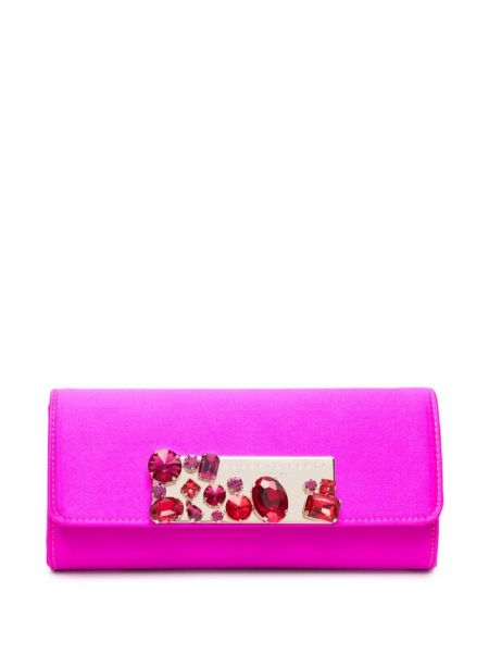 Сатенени чанта тип „портмоне“ с кристали Roberto Festa розово