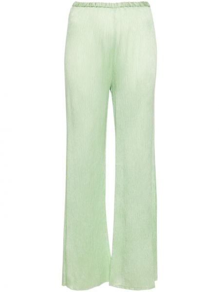 Pantaloni cu picior drept plisate Forte_forte verde