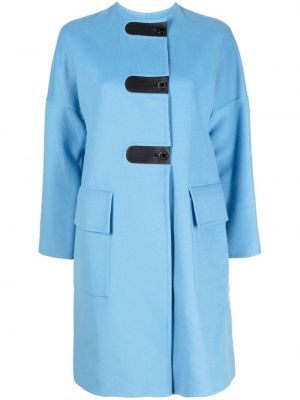 Kašmírové kožené dlouhý kabát Hermès - modrá