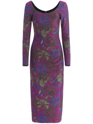 Kvetinové šaty s potlačou Markarian fialová