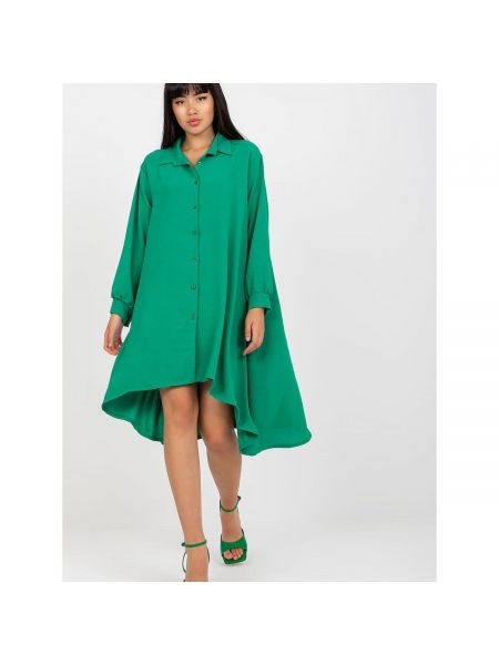 Asymetrické košilové šaty s dlouhými rukávy Fashionhunters zelené