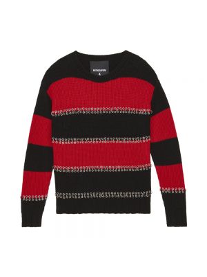 Dzianinowy sweter w paski Patrizia Pepe czerwony
