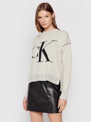 Laza szabású pulóver Calvin Klein Jeans bézs