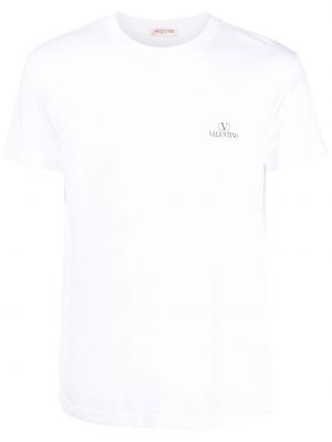 Bavlněné tričko s potiskem Valentino bílé