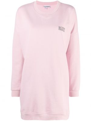 Sudadera con bordado oversized Ganni rosa