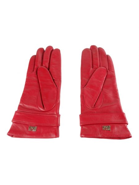 Rękawiczki skórzane Cavalli Class czerwone