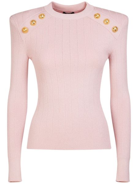 Lange ærmer viskose knappen op lang top Balmain pink