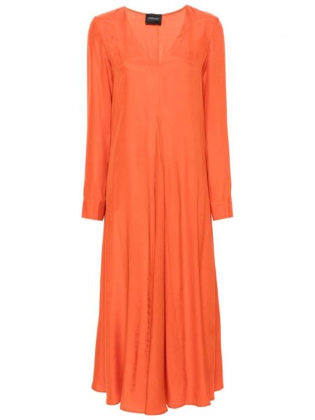 Hedvábné dlouhé šaty Simonetta Ravizza oranžové