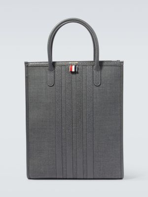 Kožená nákupná taška Thom Browne sivá