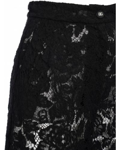 Hlače visoki struk s čipkom Dolce & Gabbana crna
