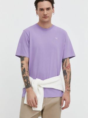 Памучна тениска с дълъг ръкав с апликация Superdry виолетово