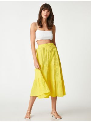 Bavlněné dlouhá sukně Koton - žlutá