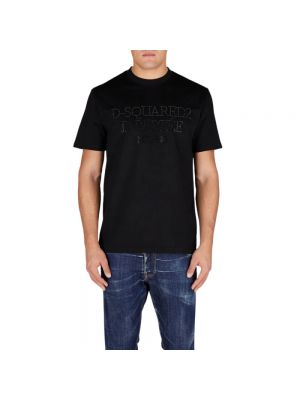 Koszulka bawełniana z kryształkami Dsquared2 czarna