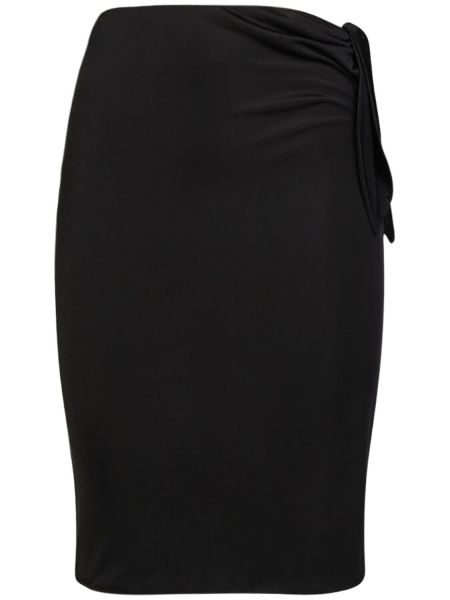 Viskózová midi sukňa s mašľou Saint Laurent čierna