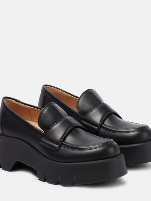 Pantofi loafer din piele cu platformă Gianvito Rossi negru