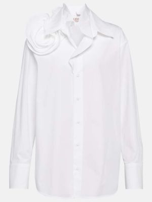 Bombažna srajca s cvetličnim vzorcem Valentino bela