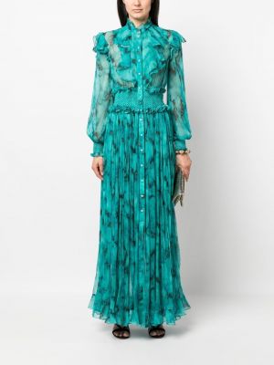 Sukienka koktajlowa z falbankami plisowana Roberto Cavalli